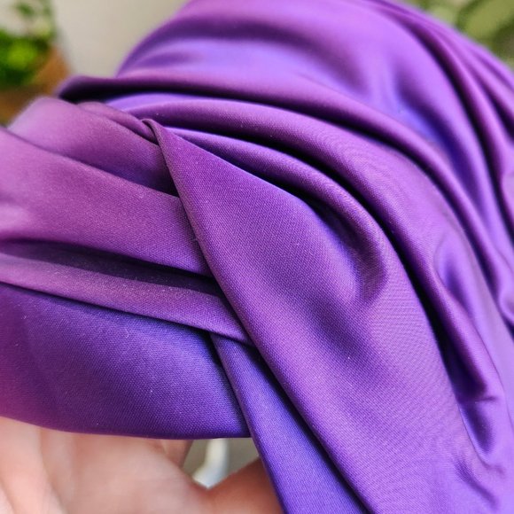 Vintage 1940's - 1950's Purple Satin Turban Hat by Paul Beusam Custom Designs - Picture 10 of 12